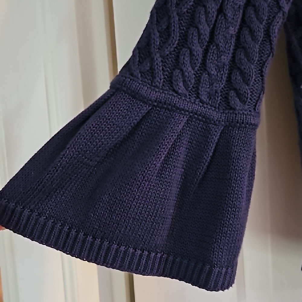 Navy Cable Knit Cardigan Sweater - Picture 4 of 7